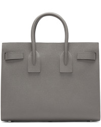 Sac fourre-tout en cuir gris Saint Laurent