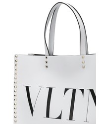 Sac fourre-tout en cuir imprimé blanc Valentino