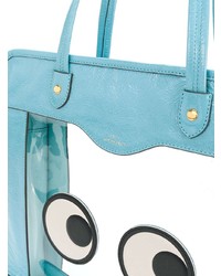 Sac fourre-tout en cuir imprimé bleu clair Anya Hindmarch