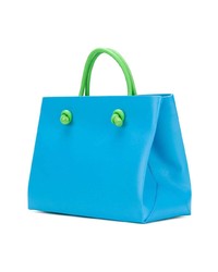 Sac fourre-tout en cuir imprimé bleu clair Alberta Ferretti