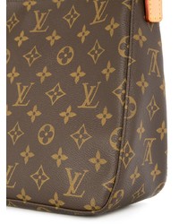 Sac fourre-tout en cuir imprimé marron foncé Louis Vuitton Vintage