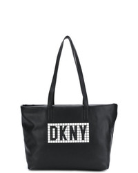 Sac fourre-tout en cuir imprimé noir DKNY