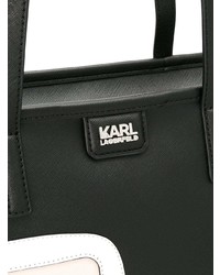 Sac fourre-tout en cuir imprimé noir Karl Lagerfeld