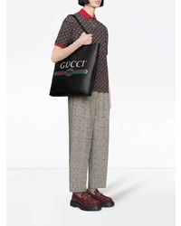 Sac fourre-tout en cuir imprimé noir Gucci