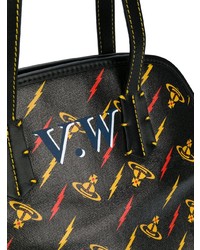 Sac fourre-tout en cuir imprimé noir Vivienne Westwood