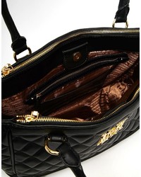 Sac fourre-tout en cuir matelassé noir Love Moschino