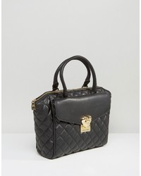 Sac fourre-tout en cuir matelassé noir Love Moschino