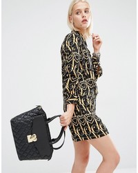 Sac fourre-tout en cuir matelassé noir Love Moschino