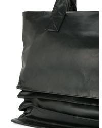 Sac fourre-tout en cuir noir Yohji Yamamoto