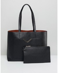 Sac fourre-tout en cuir noir ASOS DESIGN