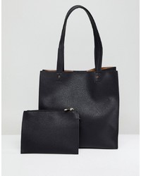 Sac fourre-tout en cuir noir ASOS DESIGN