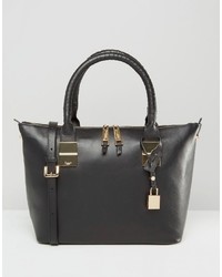 Sac fourre-tout en cuir noir Dune