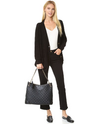 Sac fourre-tout en cuir noir Tory Burch