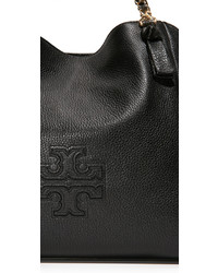 Sac fourre-tout en cuir noir Tory Burch