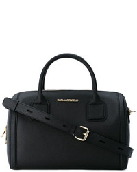 Sac fourre-tout en cuir noir Karl Lagerfeld