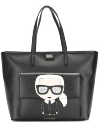 Sac fourre-tout en cuir noir Karl Lagerfeld