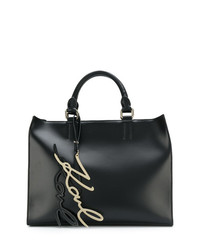 Sac fourre-tout en cuir noir Karl Lagerfeld