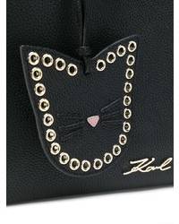 Sac fourre-tout en cuir noir Karl Lagerfeld