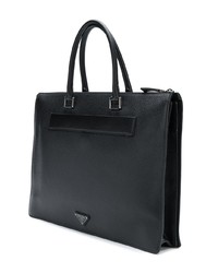 Sac fourre-tout en cuir noir Prada