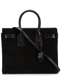 Sac fourre-tout en cuir noir Saint Laurent