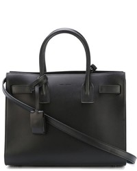 Sac fourre-tout en cuir noir Saint Laurent