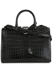 Sac fourre-tout en cuir noir Saint Laurent