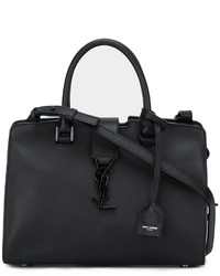 Sac fourre-tout en cuir noir Saint Laurent