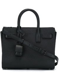 Sac fourre-tout en cuir noir Saint Laurent