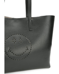 Sac fourre-tout en cuir noir Anya Hindmarch