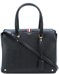 Sac fourre-tout en cuir noir Thom Browne