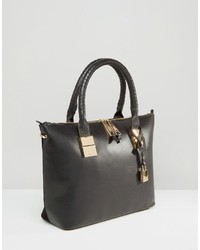 Sac fourre-tout en cuir noir Dune