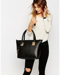 Sac fourre-tout en cuir noir Dune