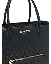 Sac fourre-tout en cuir noir Miu Miu