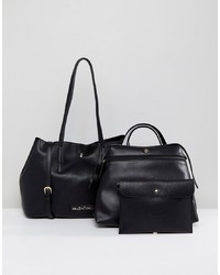 Sac fourre-tout en cuir noir Valentino by Mario Valentino