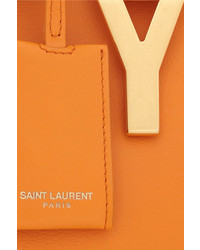 Sac fourre-tout en cuir orange Saint Laurent
