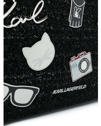 Sac fourre-tout en cuir orné noir Karl Lagerfeld