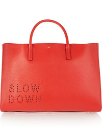 Sac fourre-tout en cuir rouge Anya Hindmarch