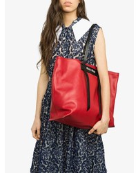 Sac fourre-tout en cuir rouge Miu Miu