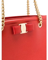 Sac fourre-tout en cuir rouge Salvatore Ferragamo