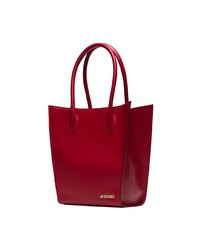 Sac fourre-tout en cuir rouge Jacquemus