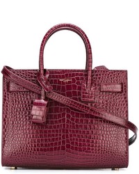 Sac fourre-tout en cuir rouge Saint Laurent