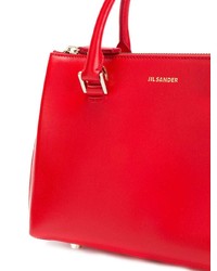 Sac fourre-tout en cuir rouge Jil Sander