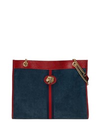 Sac fourre-tout en daim à rayures verticales bleu marine