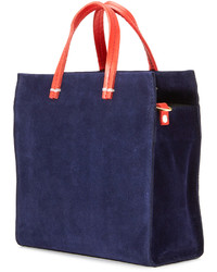 Sac fourre-tout en daim bleu marine Clare Vivier