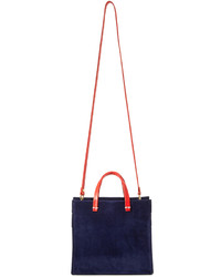 Sac fourre-tout en daim bleu marine Clare Vivier