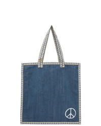 Sac fourre-tout en denim imprimé bleu