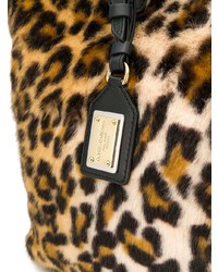 Sac fourre-tout en fourrure imprimé léopard marron Dolce & Gabbana