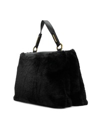 Sac fourre-tout en fourrure noir Orciani