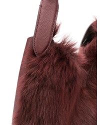 Sac fourre-tout en fourrure rouge Anya Hindmarch