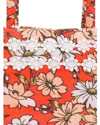 Sac fourre-tout en toile à fleurs rouge Faliero Sarti